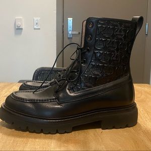Salvatore Ferragamo: Gancini-embossed lace up combat boots